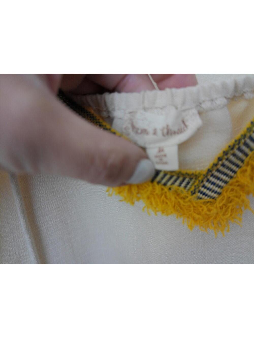 Hem & Thread Womens Cami Tank Top Size M‎ Cream Yellow Tassel Fringe Boho